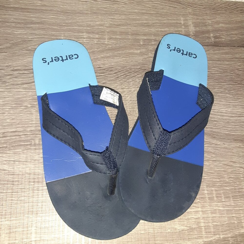 Carters Kid Flip Flops Toddler XXL 13- 1 Light and Dark Blue